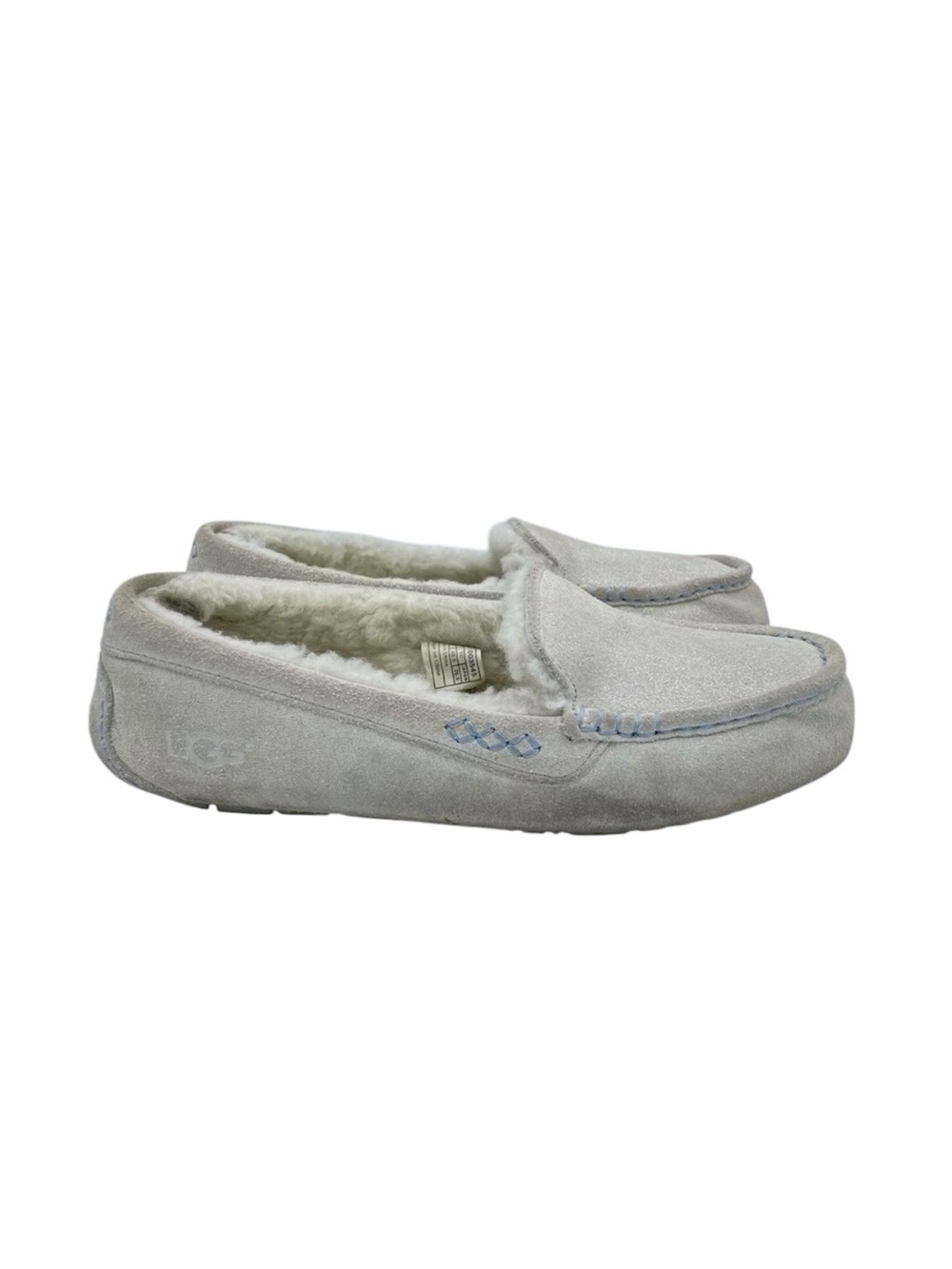 UGG Ansley Slipper Moccasins 9 White/Silver